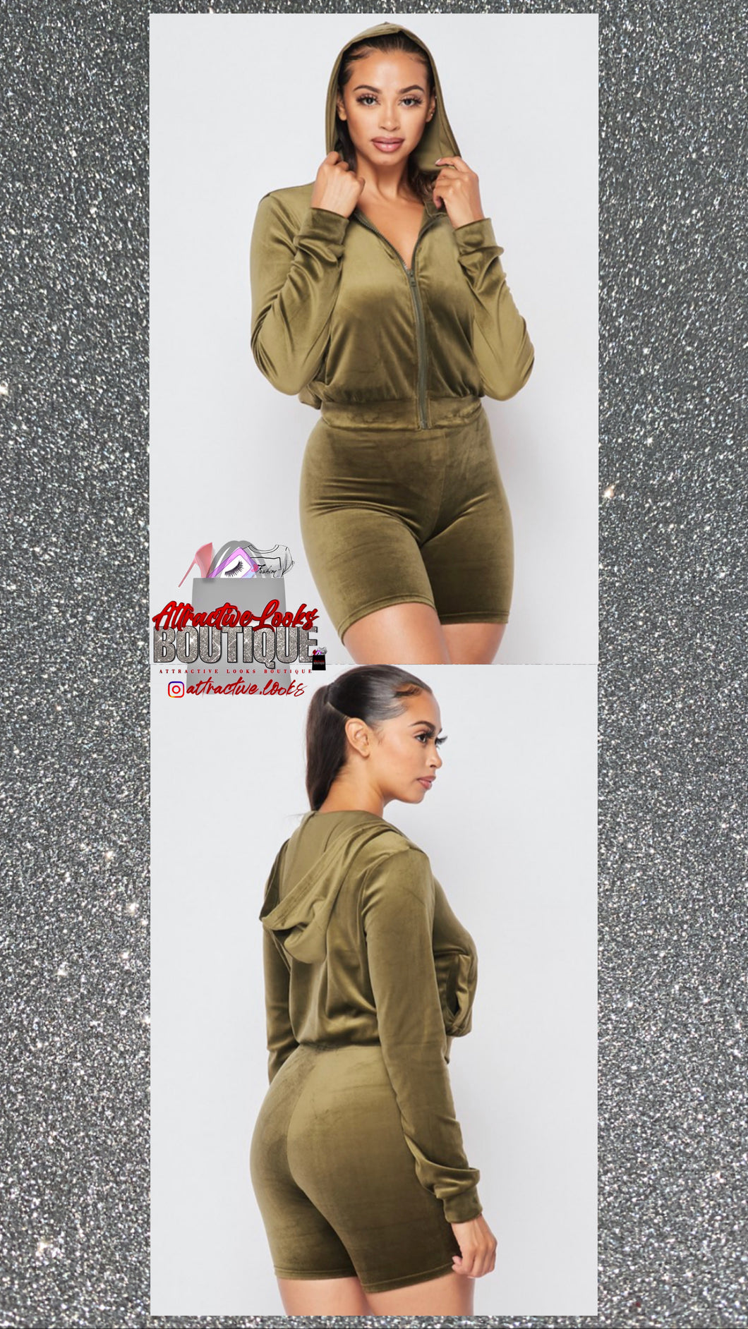 VELOUR 2 PIECE BIKER SHORTS SET