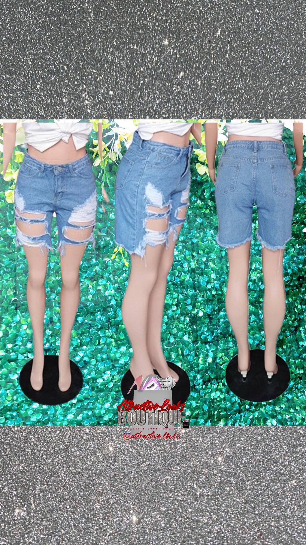 DISTRESSED JEAN SHORTS