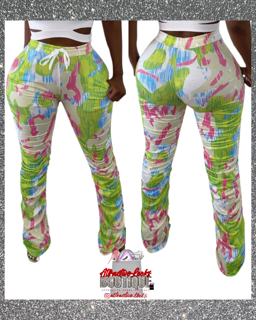 TROPICAL RUCHED PANTS