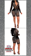 Load image into Gallery viewer, Black Rhinestone Mesh Sheer Romper
