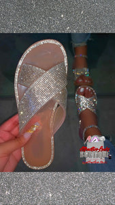 SLIDE THROUGH RHINESTONE FLAT SANDAL