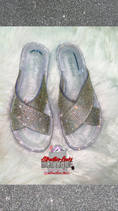SLIDE THROUGH RHINESTONE FLAT SANDAL